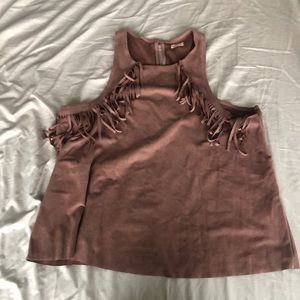 Suede fringe top